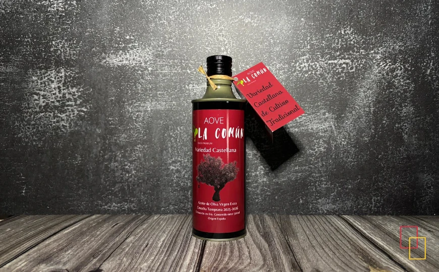 AOVE La Común variedad castellana aceite de oliva virgen extra de cosecha temprana elaborado con olivos tradicionales de secano en España