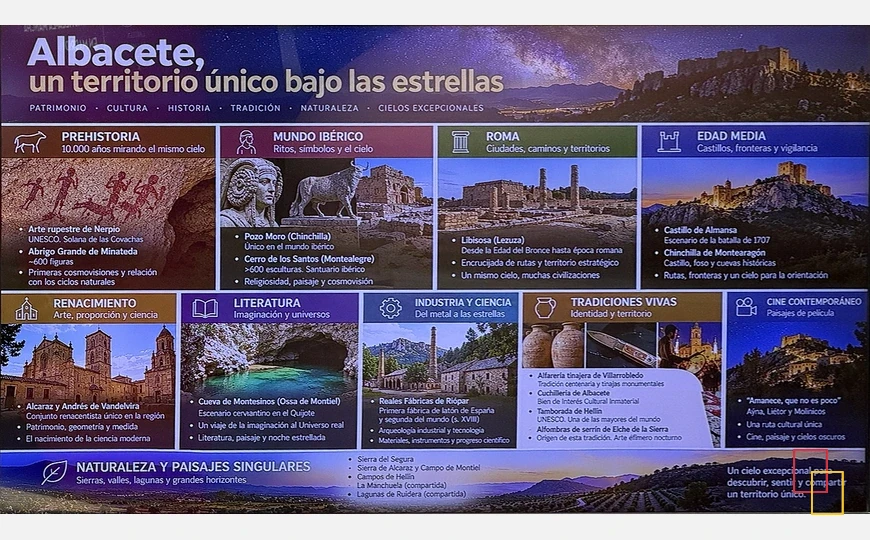 Diapositiva de la presentación sobre patrimonio y astroturismo en Albacete