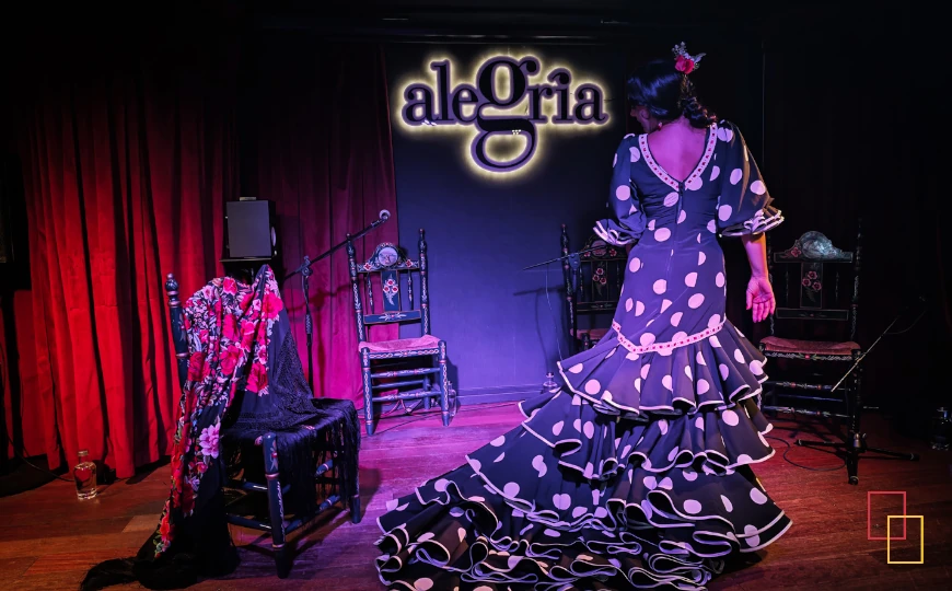 Escenario y ambiente del teatro de Alegría Flamenco y Gastronomía en Málaga