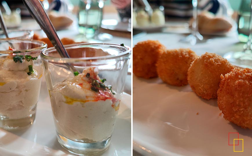 Aperitivos mousse de bacalao y croquetas