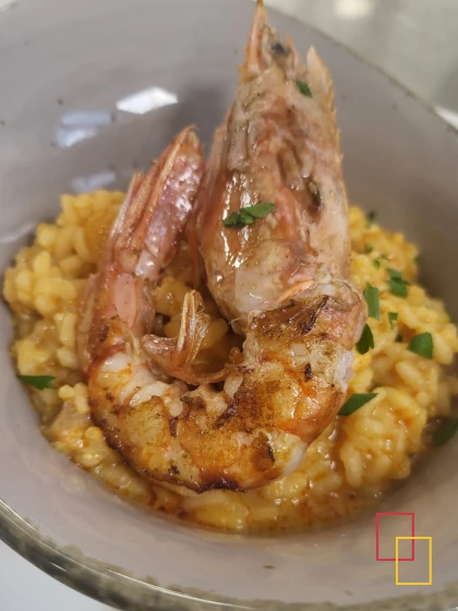 Arroz meloso de rape y gambón con calabaza ahumada, curry y coco - Jornadas del Arroz