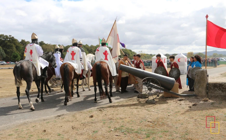 Batalla de A Saínza con caballeros y recreación histórica