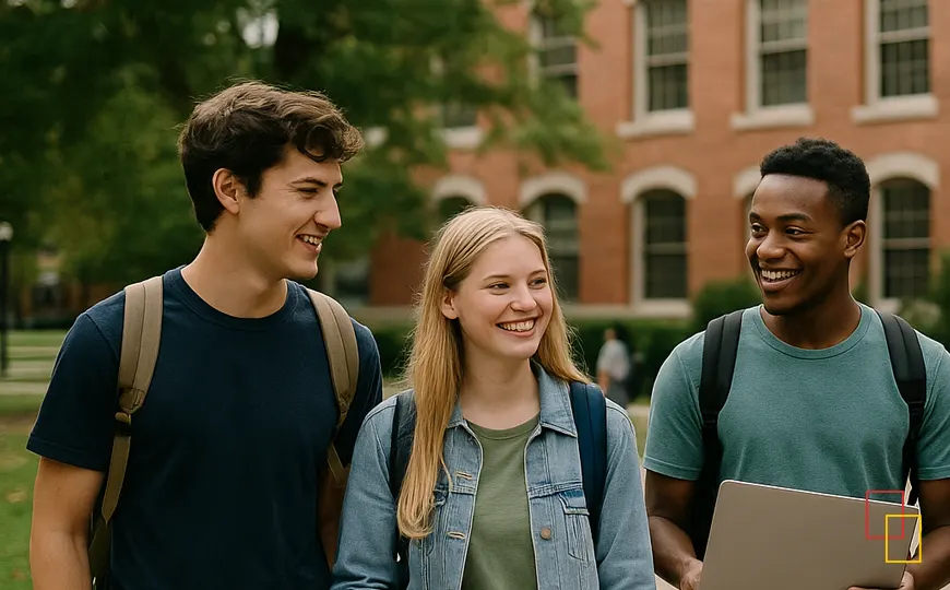 Estudiantes en un campus universitario de Estados Unidos