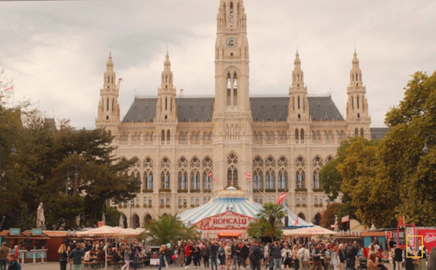 Ayuntamiento de Viena con mercado en la plaza