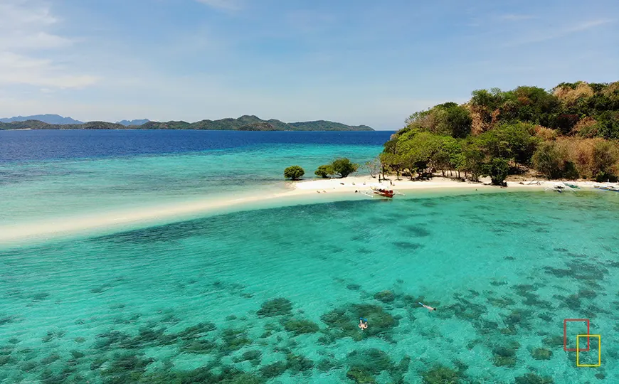 Bulog Dos en Coron, lengua de arena sobre aguas cristalinas