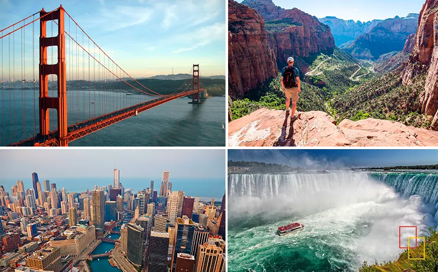 Ruta por la Costa Oeste de Estados Unidos con parques y ciudades