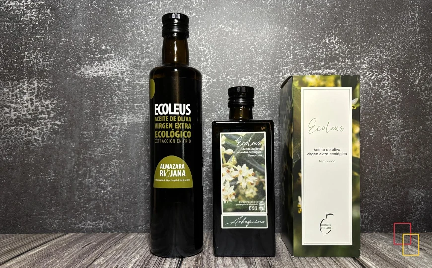 Ecoleus Arbequina de Almazara Riojana, aceite de oliva virgen extra ecológico de La Rioja seleccionado entre los mejores AOVES de España en 2026