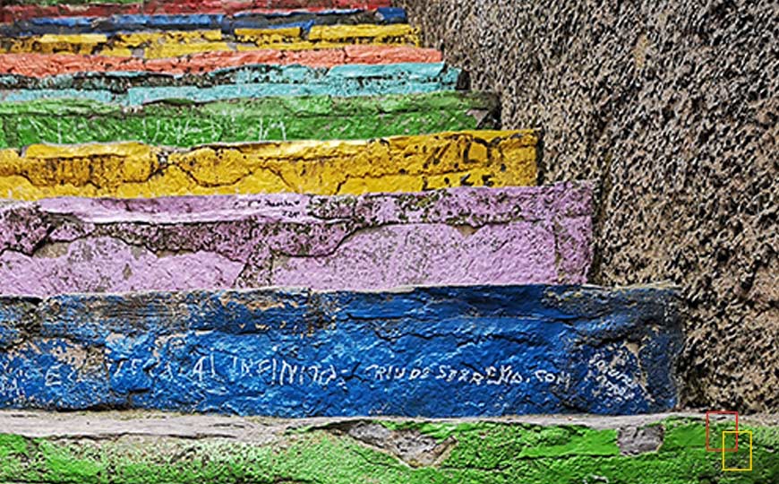 Detalle del primer tramo de las Escaleras de Colores