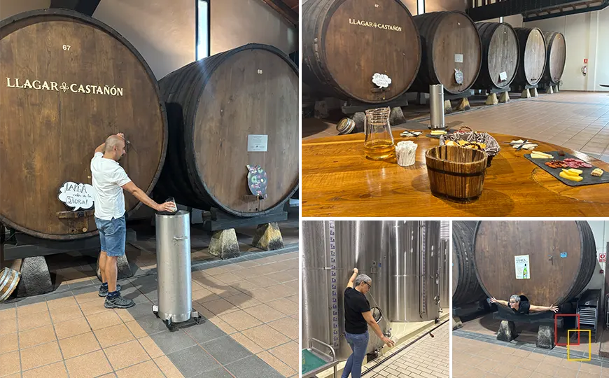 Espicha tradicional durante la visita al Llagar Castañón