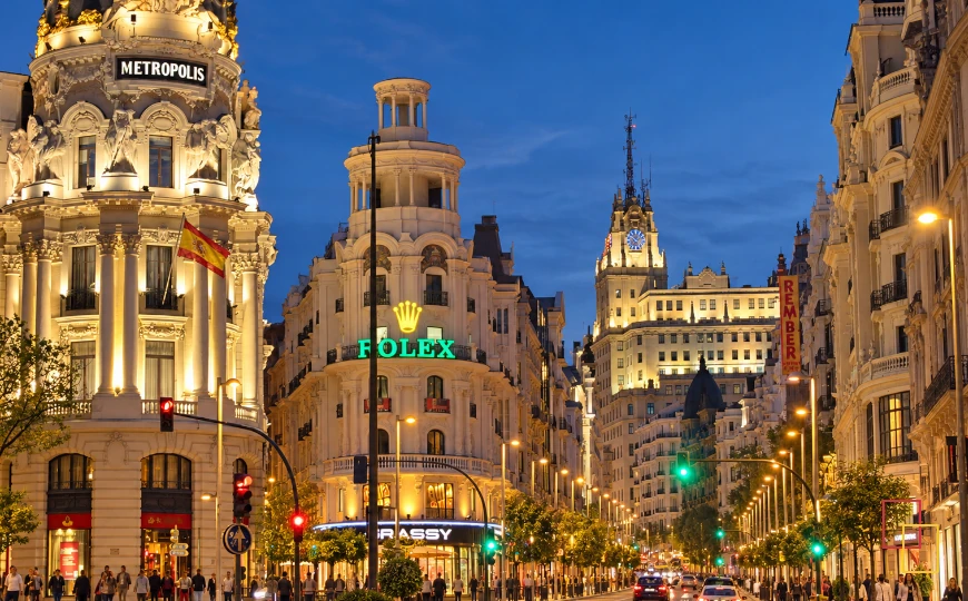 Gran Vía de Madrid de noche