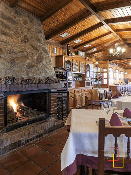 Restaurante con chimenea