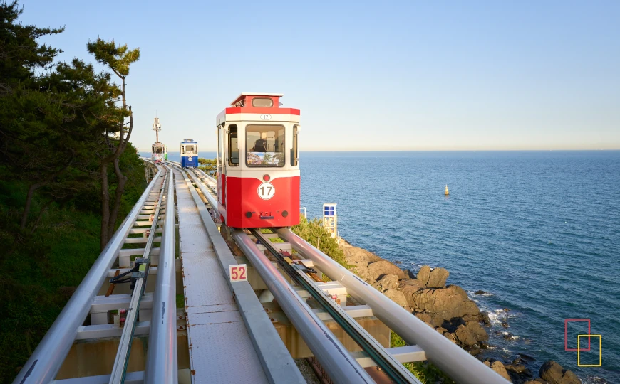 Sky Capsule de Haeundae Blue Line Park en Busán, cápsulas panorámicas