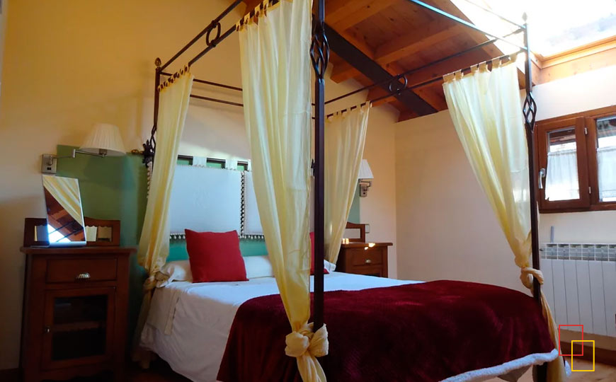 Habitación Doble cama con dosel ambientada en el siglo XVIII