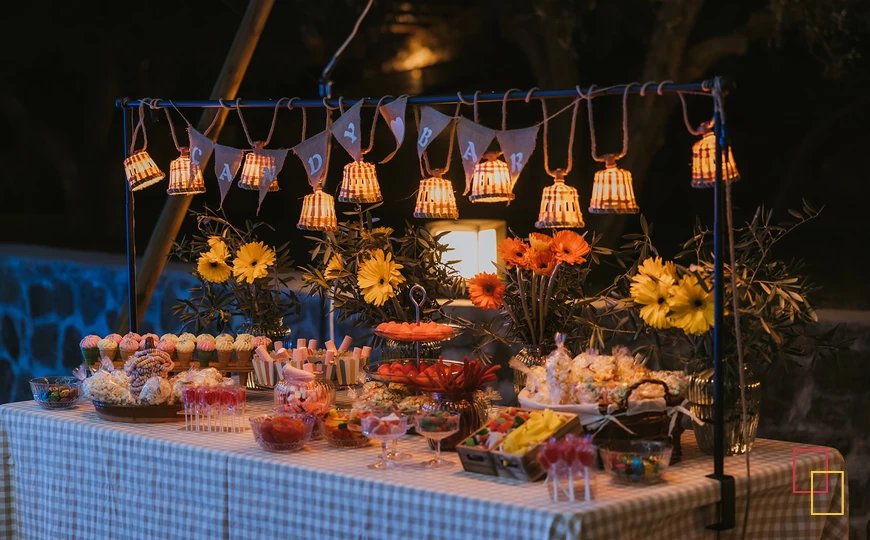 Candy bar preparado para una boda en Huellas del Tiétar