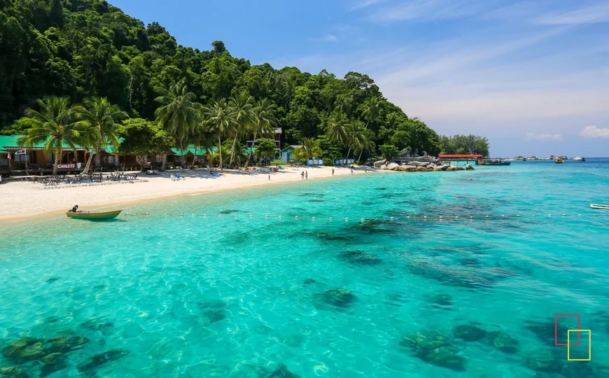 Paisaje tropical de las islas Perhentian en Malasia