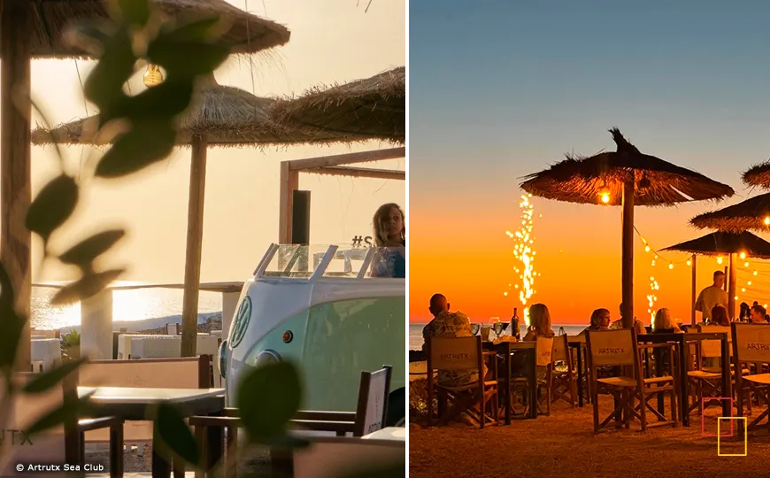 Terraza del Artrutx Sea Club con vistas a la puesta de sol