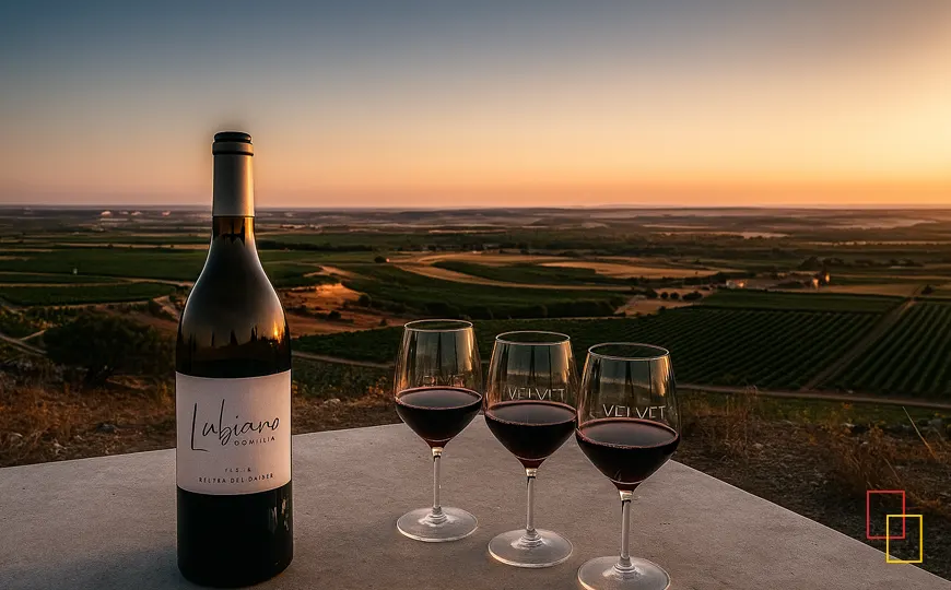 Vista de los viñedos de Dominio Lubiano y el valle de la Ribera del Duero desde un mirador