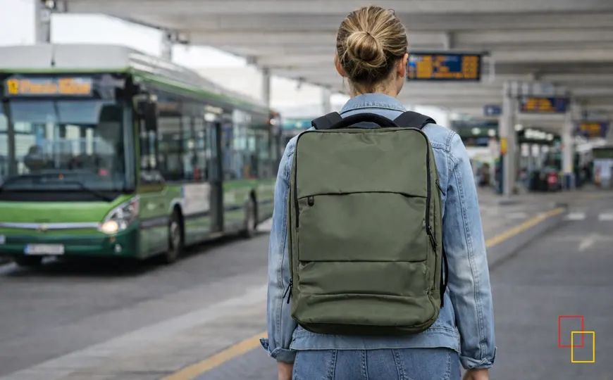 Mochila de viaje con ruedas Misako Hadaru verde, vista frontal