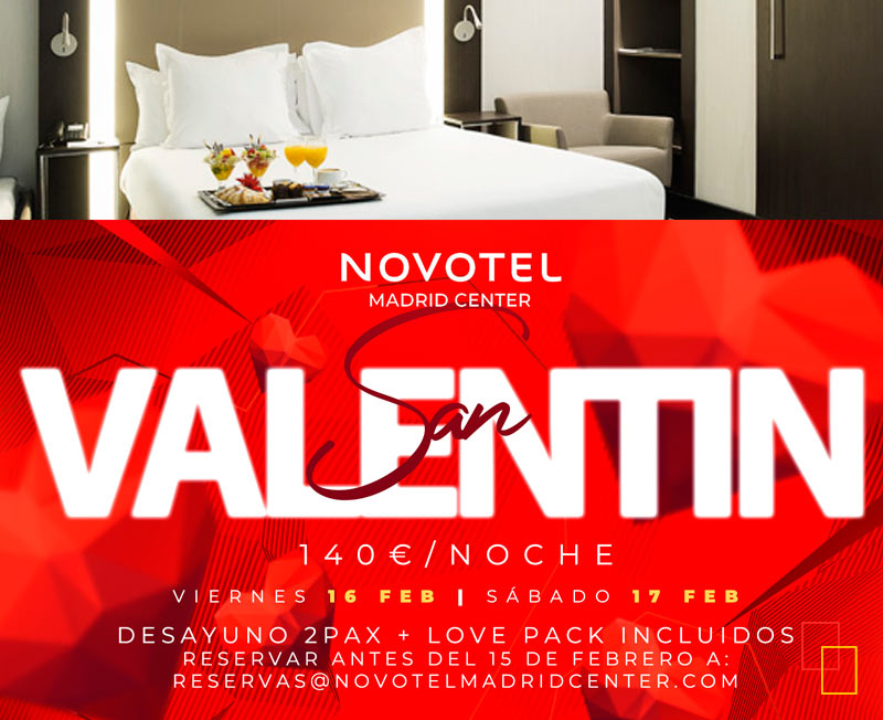 Hotel Novotel Madrid Center 4*, San Valentín - fiesta de pijama para 2