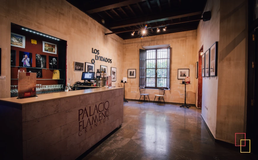 Zona de barra y recepción del Palacio Flamenco Granada en el Palacio de los Olvidados