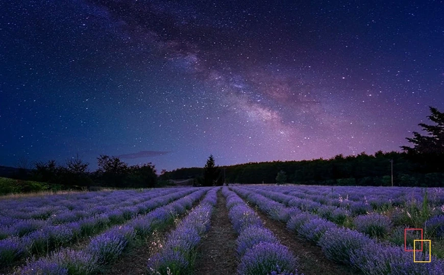 Una Perseida cruza la Vía Láctea sobre un campo de lavanda