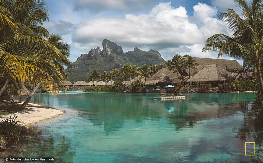 Bungalows sobre el agua en las Islas de la Sociedad