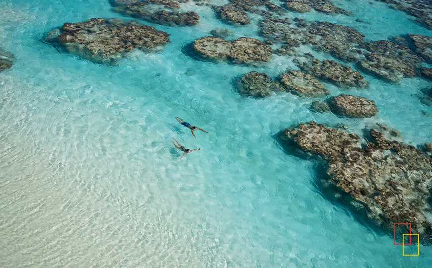Atolón de Tetiaroa y resort The Brando desde el aire