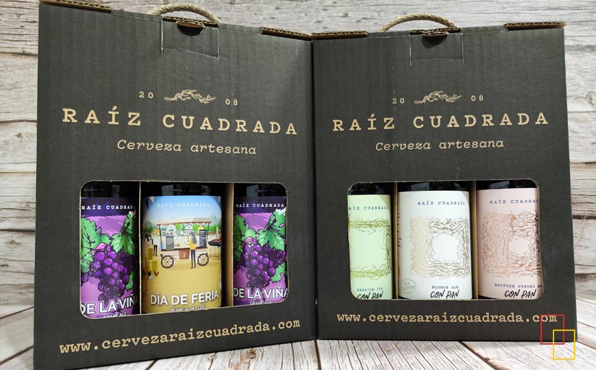 Cerveza artesana Raíz Cuadrada, presentación cajas de 6 unidades