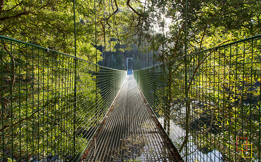 Puente colgante sobre el río Tambre