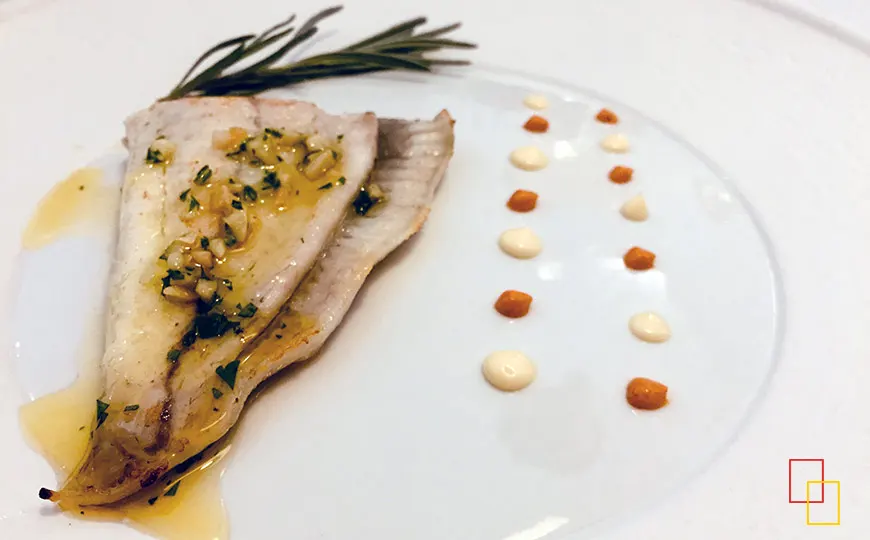 Rodaballo con mayonesa de wasabi - restaurante Villena