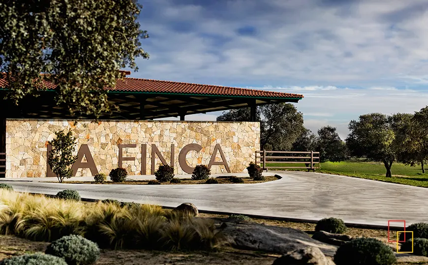 Entrada principal de La Finca en Colmenar del Arroyo
