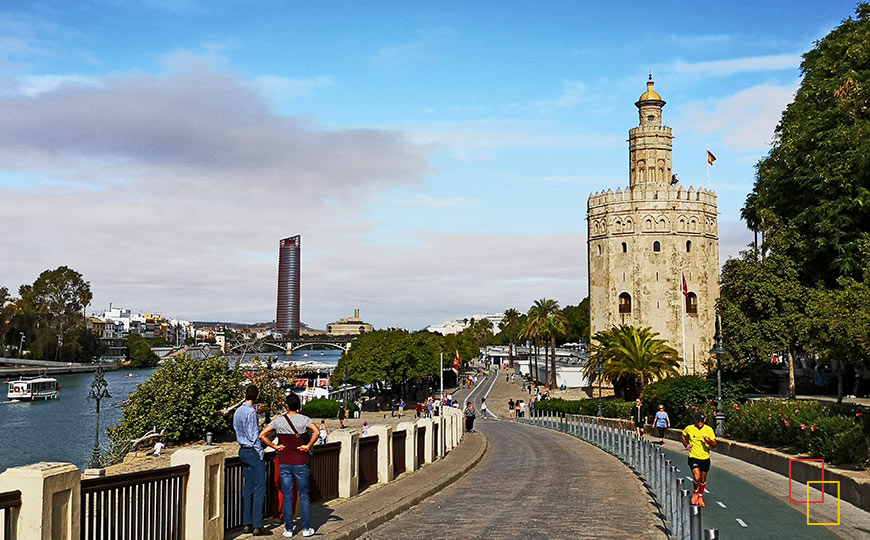 Torre del Oro desde Puente San Telmo, Sevilla