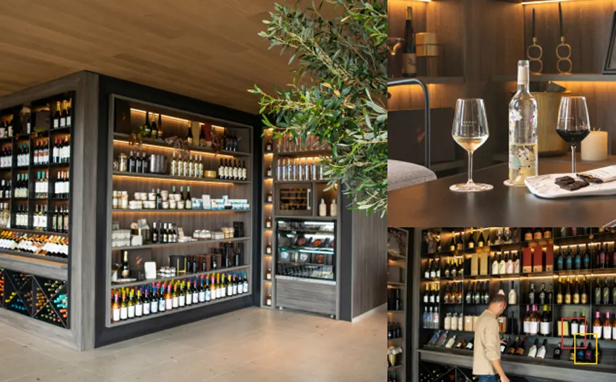 Espacio Vegamar en Leioa con barra y estanterías de vinos