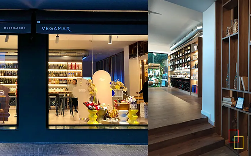 Espacio Vegamar en Sabadell con barra y mesas altas para degustaciones