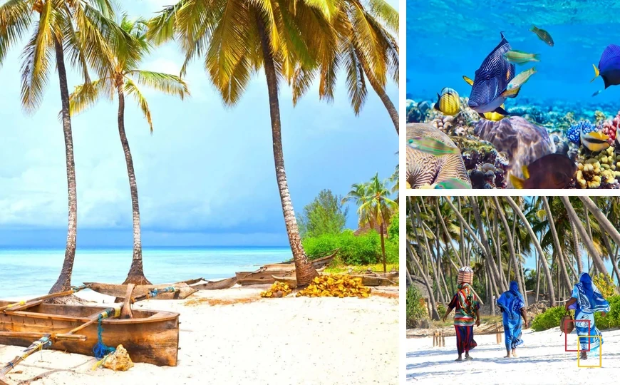 Luna de miel en Zanzíbar con playas tropicales, fondos marinos y cultura local