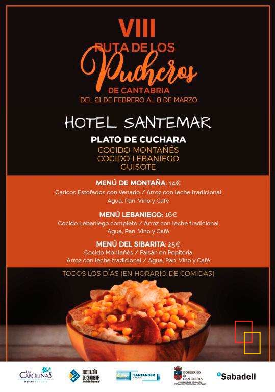 VIII Ruta de los Pucheros en Cantabria - menú hotel Santemar 4*
