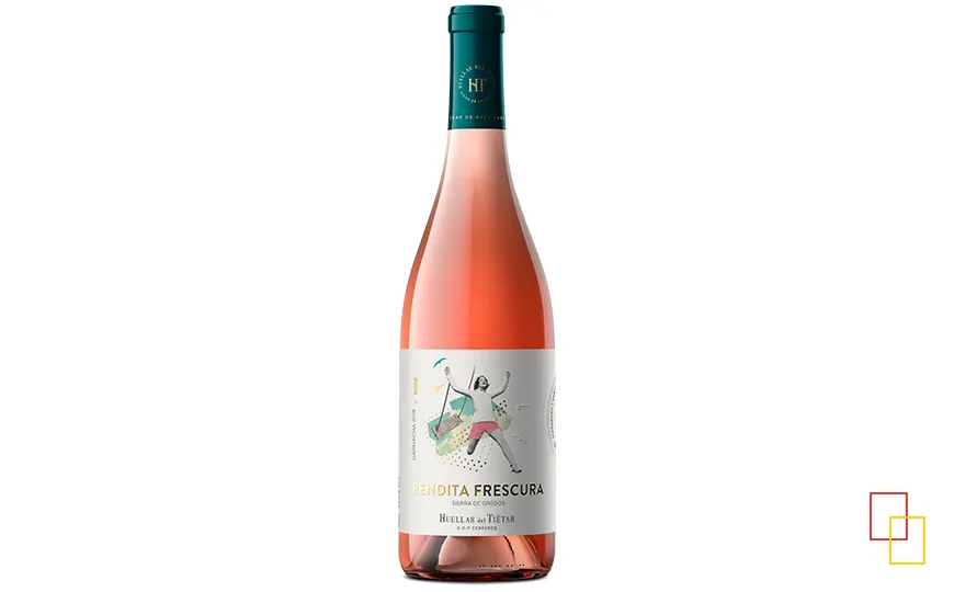 Botella del rosado Bendita Frescura 2023 de Huellas del Tiétar (Garnacha)