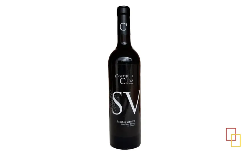 Botella de vino tinto reserva ecológico Sánchez Vizcaíno de Cortijo el Cura