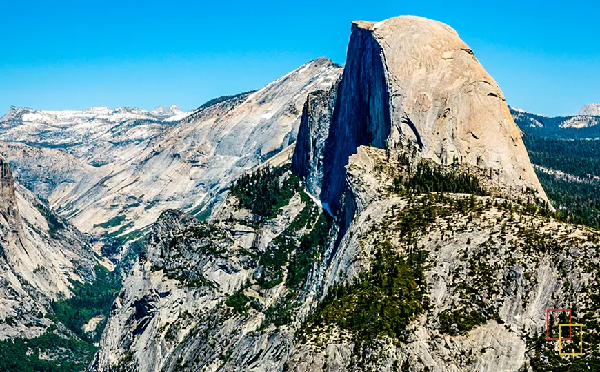 La pared granítica del Half Dome en Yosemite vista desde la zona de Glacier Point